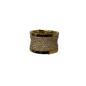 Michael Kors Pave Barrel Ring Gold Tone Metal Size 8